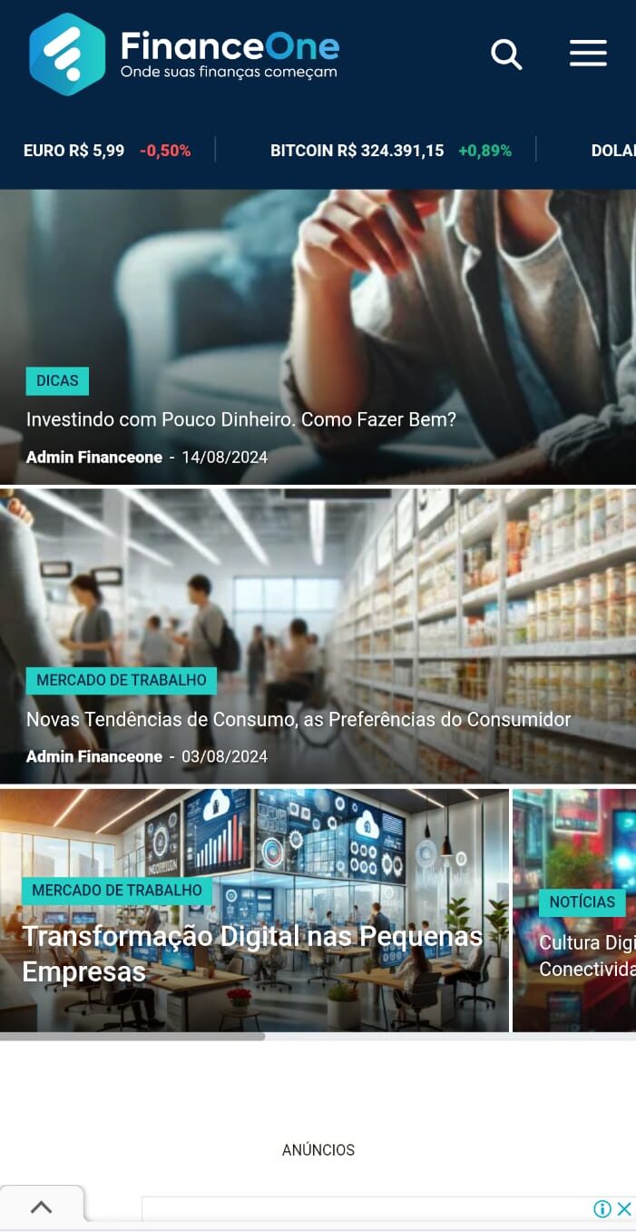 FinanceOne - Portal de Finanças e ferramentas do mundo financeiro